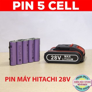 Pin máy khoan hitachi 28v li-ion 28v chuẩn 5 cell. bảo hành 6 tháng