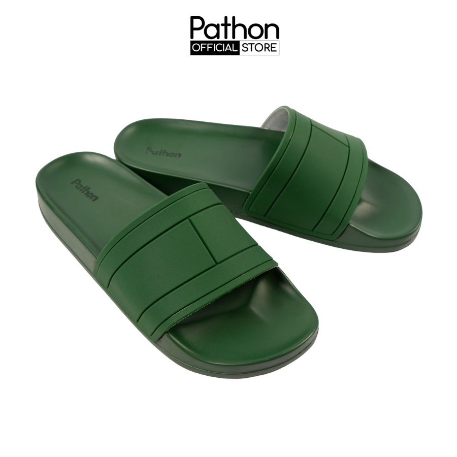 Dép nam nữ quai ngang slipper Pathon quai PVC và đế PU xanh lá mẫu 1 SD54