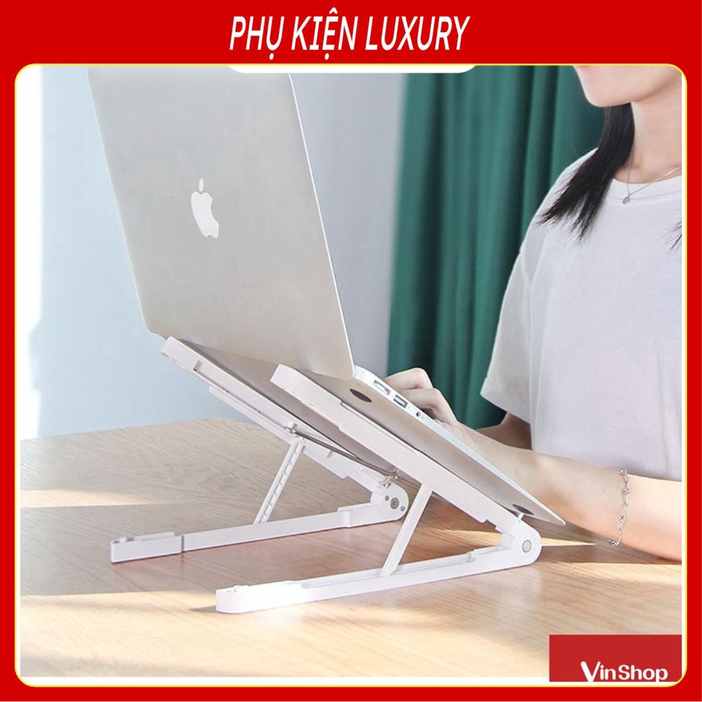 Giá đỡ laptop tuỳ chỉnh góc nghiêng để phù hợp góc nhìn của bạn, hỗ trợ tản nhiệt tốt cho máy tính laptop.