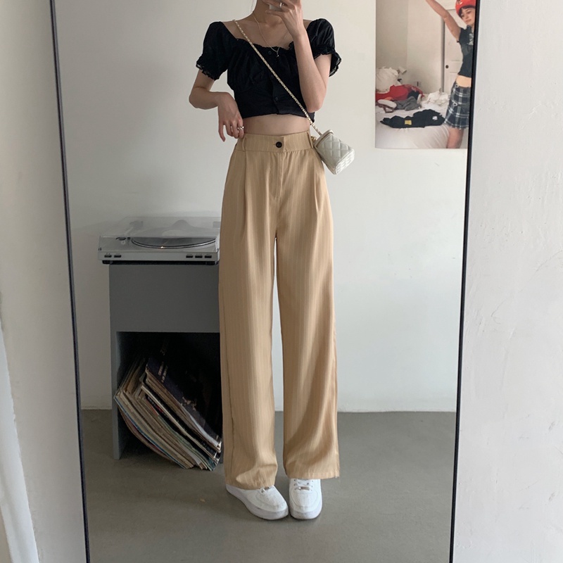 SUXI Quần ống rộng Họa Tiết Sọc Thời Trang Cho Nữ