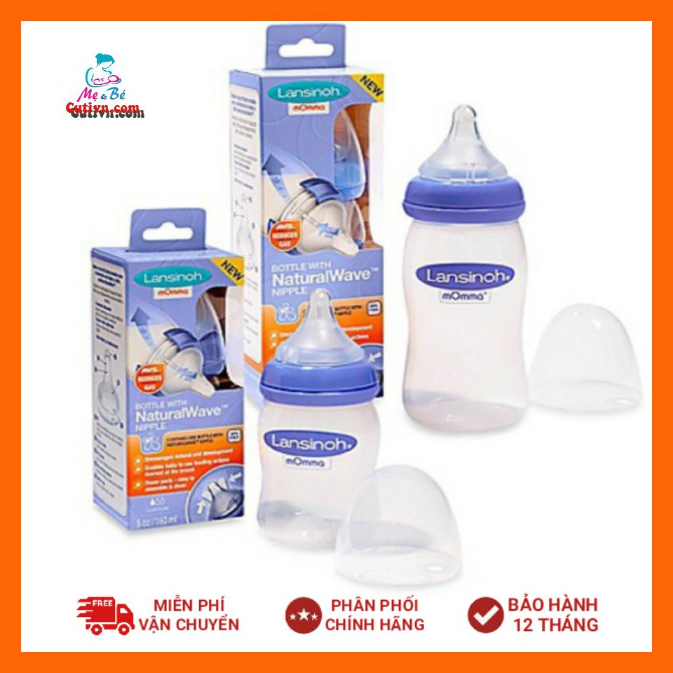 Bình sữa Lansinoh Momma 160ml &amp; 240ml và phụ kiện bình (Nắp, cổ bình, Núm ti bình)
