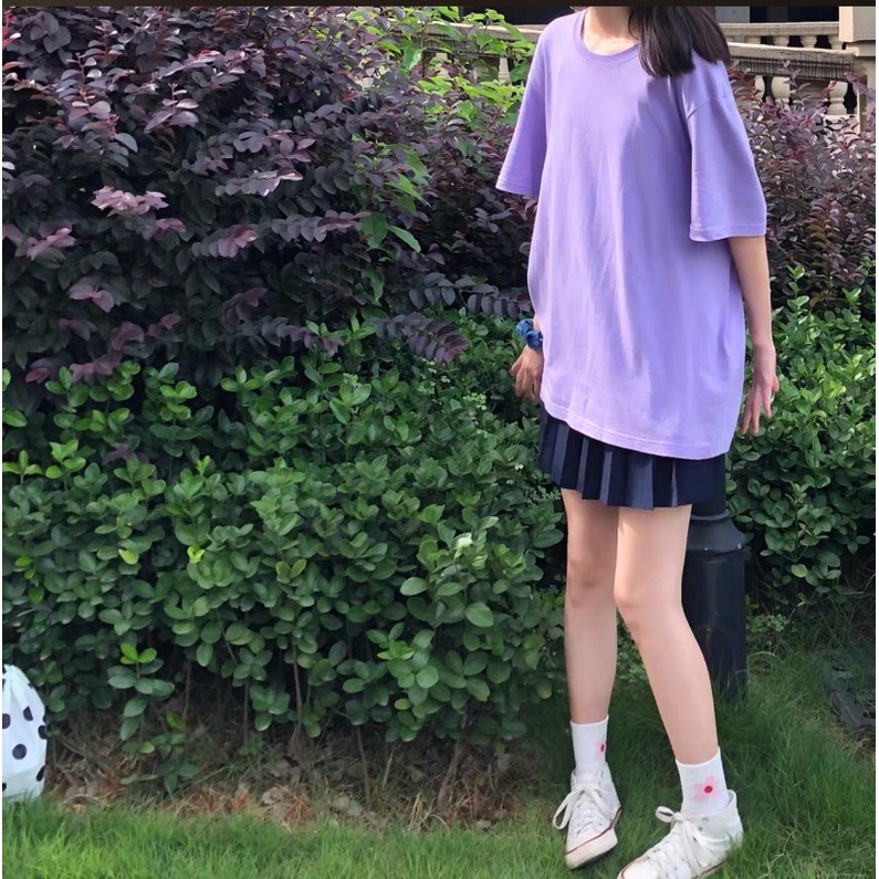 Áo Thun Oversize Unisex Màu Tím Vải Co Giãn Thoáng Mát | RrimShop