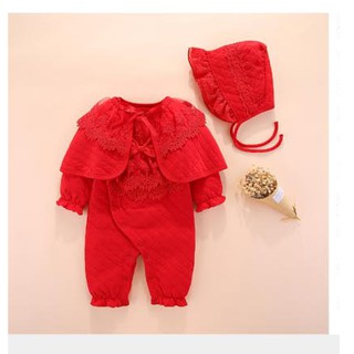 Set Body tiểu thư trần bông đầy tháng/thôi nôi bé gái 0-12m kèm mũ và áo choàng SS35