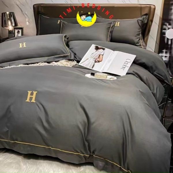 Bộ chăn ga gối lụa chữ H cao cấp, nhập khẩu – Set ga gối lụa 4 món – Timibedding