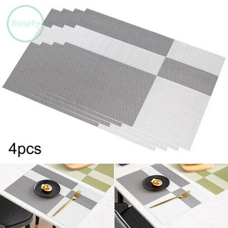Dining Table Placemats Kitchen 4pcs Heat-resistant Supplies Accessories PVC Non-fading 17.7''X11.8'' Practical
