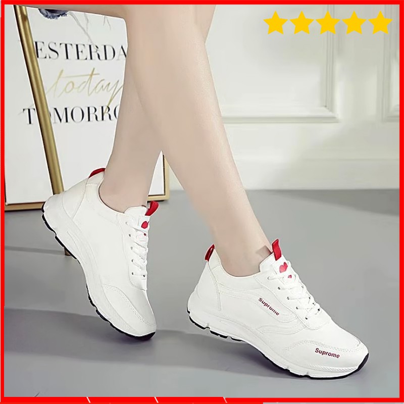 Giày bata nữ trắng SUPROME đế độn giúp tăng chiều cao hàng chuẩn đẹp