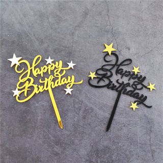 Set 10 Mica Happy Birthday cong sao trang trí bánh kem