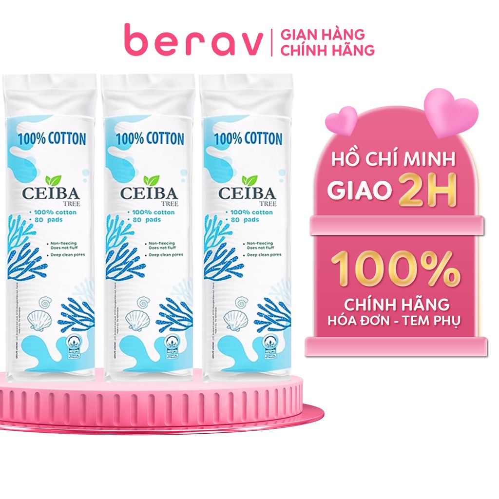 Bông Tẩy Trang 100% Cotton Ceiba Tree 80 miếng_Nhóm