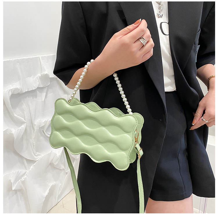 Túi da PU JASMIN NOIR kiểu vuông nhỏ phối ngọc trai thời trang chất lượng cao cho nữ