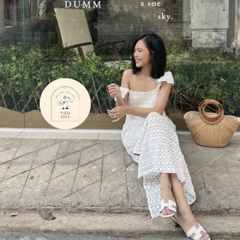 ĐẦM MAXI TRẮNG XÔ ĐỤC LỖ TAY TIÊN XẺ TÀ 🍸