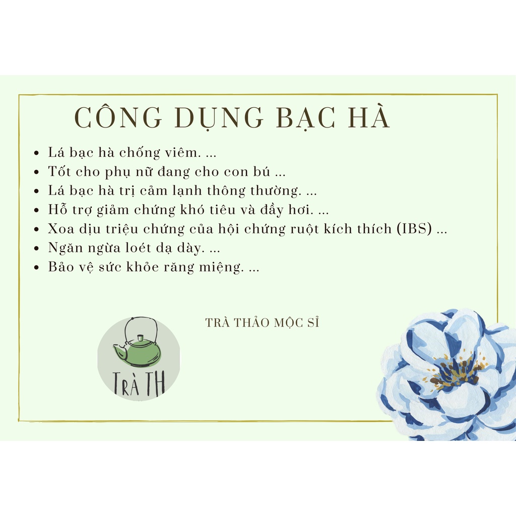 (ảnh thật + video) Trà bạc hà nguyên lá sấy khô sạch khó tiêu đầy hơi trà thảo mộc sỉ 100g