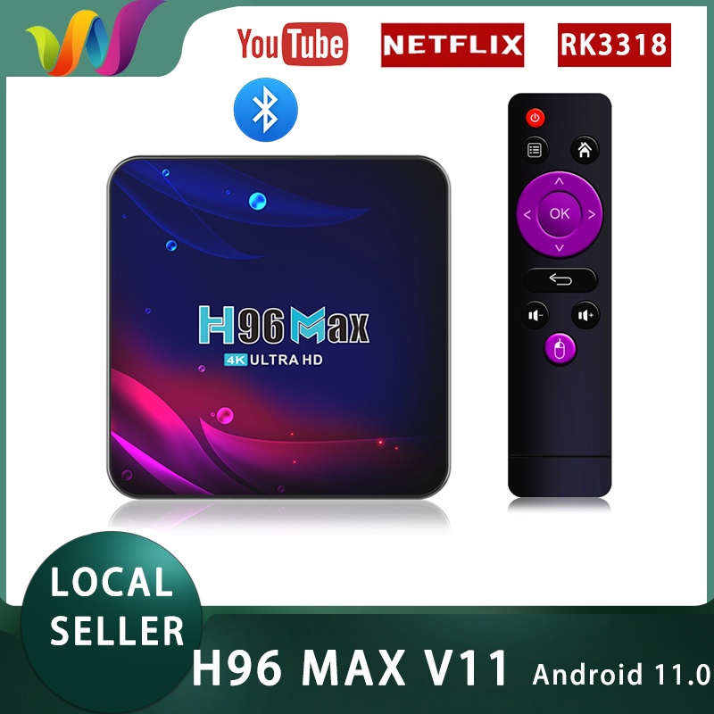 Tv Box H96 Max V11 Android 11.0 Rk3318 2g 16g Bluetooth 4.0 4k 2.4g 5g Và Phụ Kiện Cao Cấp