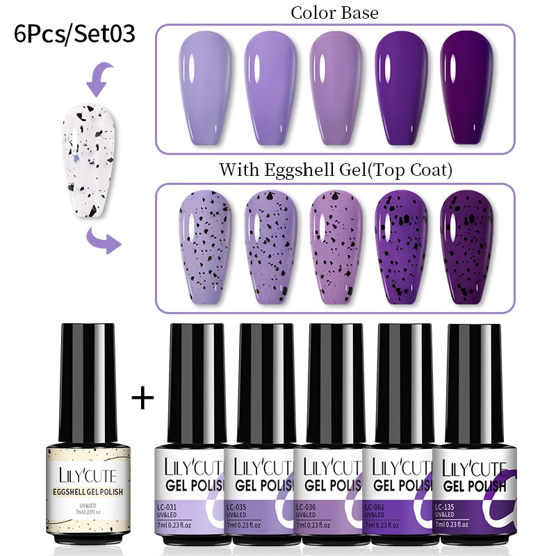 Bộ 6 chai gel sơn móng tay UR SUGAR 7ml họa tiết quả trứng