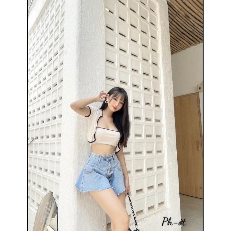 Quần Short jeans nữ giả váy dáng xoè cá tính | BigBuy360 - bigbuy360.vn
