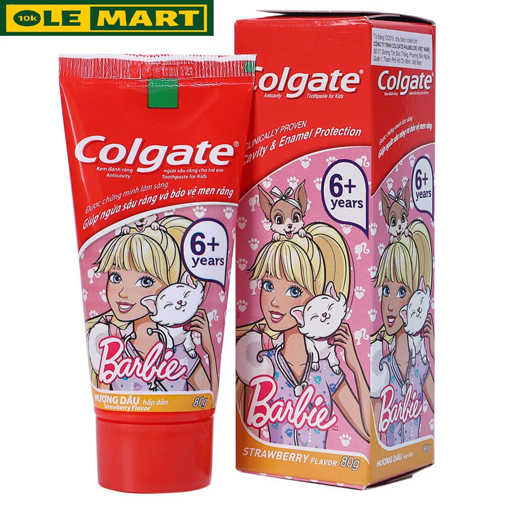 Kem đánh răng trẻ em Colgate Barbie (80g)