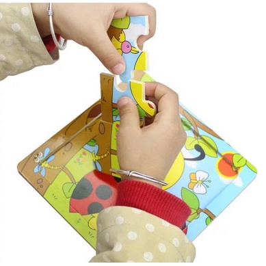 Đồ chơi xếp hình lắp ráp tranh ghép hình gỗ 9 miếng cho bé