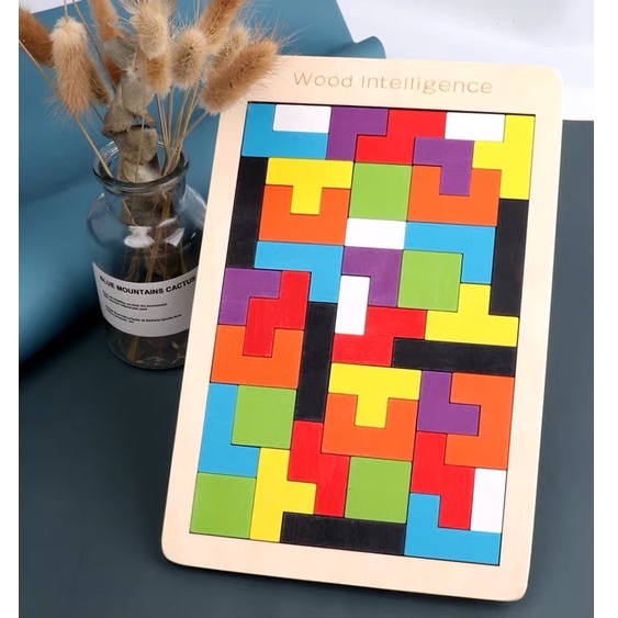 Đồ chơi xếp hình thông minh Tetris cho bé, ghép hình gỗ trẻ em