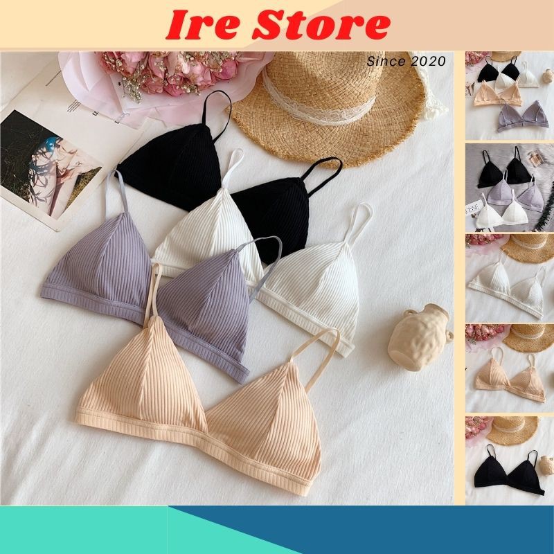 Áo Lót Nữ Đẩy Nâng Ngực, Áo Bra Cotton 2 Dây Cài Sau Mút Mỏng - Ire Store