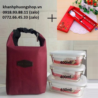 Hộp đựng cơm locklock 630ml & túi giữ nhiệt