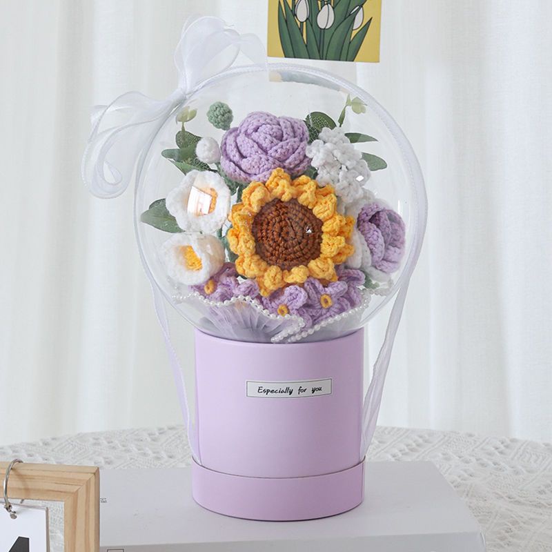 [Không Hoàn Thiện Sản Phẩm] Hộp Quà Tặng Valentine Bằng Len Dệt Kim Cotton Sữa Hoa Hướng Dương Ôm Dáng Hoa Hồng Cho Nữ