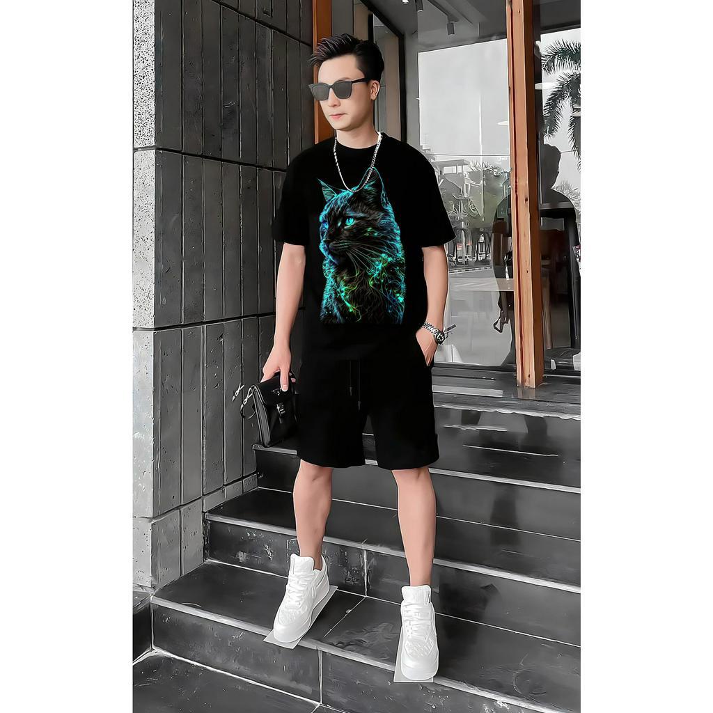 Áo thun nam nữ MÈO XANH 5D unisex form rộng chất cotton mềm , áo phông đôi cặp couple YNS
