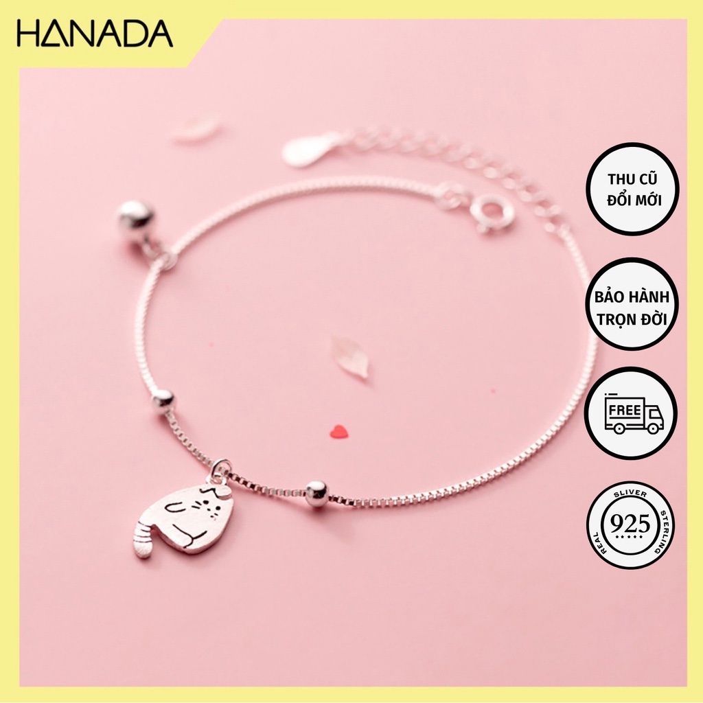 Lắc Tay Bạc 925 Mèo Chuông Vòng Tay Đơn Giản Trang Sức Thời Trang Hanada 0287