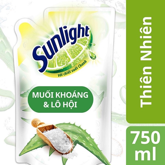 Túi nước rửa chén Sunlight thiên nhiên muối khoáng và lô hội 750g