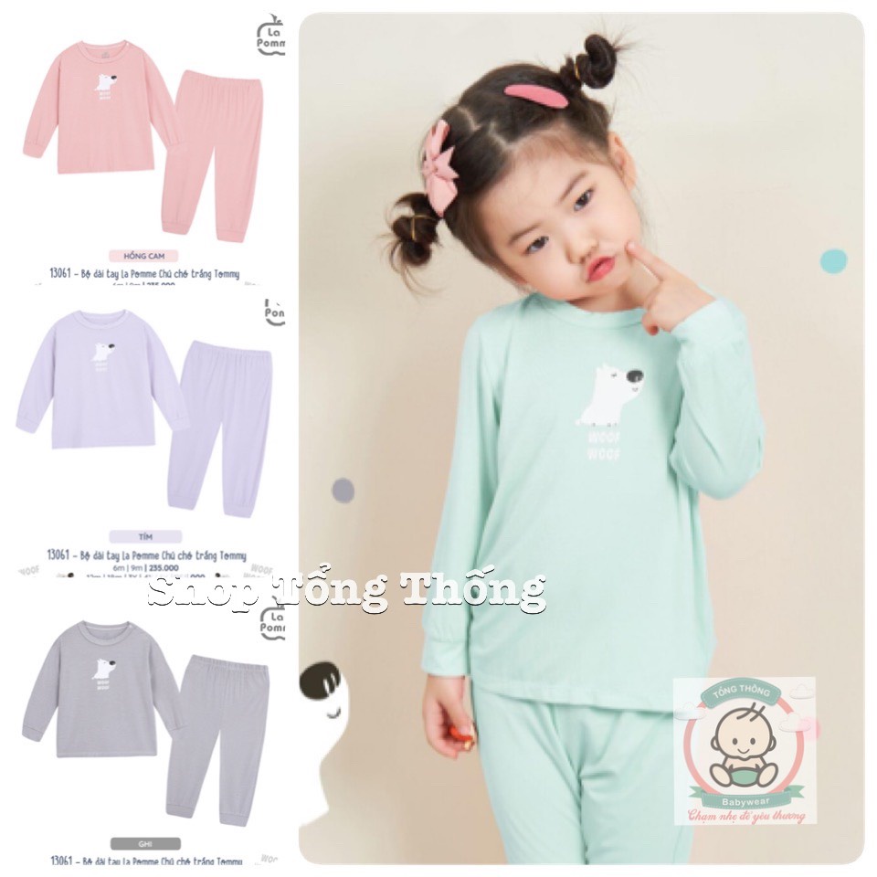 Bộ La Pomme dài tay Petit Soyeu cao cấp siêu mềm mịn thoáng mát thấm hút tốt gấu bắc cực woof cho bé trai bé gái 13061