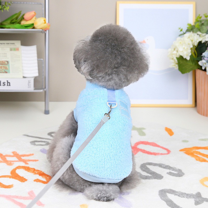 Áo sweater giữ ấm cho thú cưng cổ tròn, có vòng kéo phía sau - Quần áo ấm mùa đông cho chó mèo