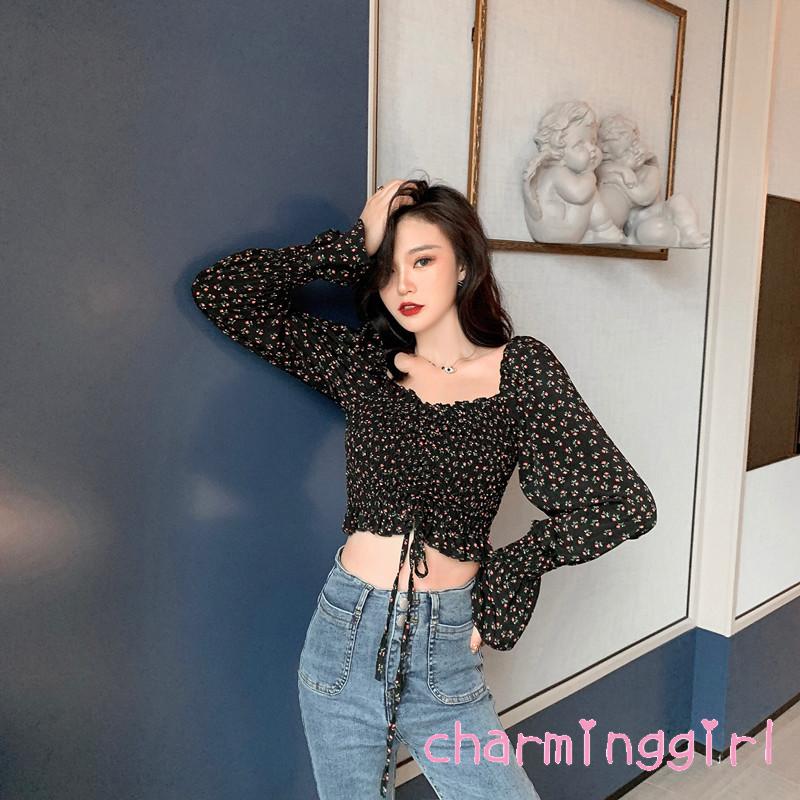 QAQ-Women´s Shirt, Long Sleeve Square Neck Blouse Floral Top for Vacation Travelling Party Photography | BigBuy360 - bigbuy360.vn