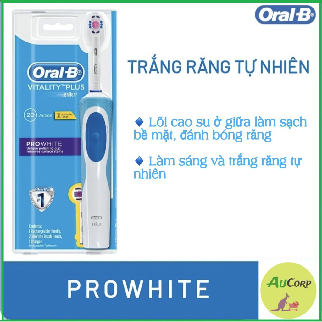 Bàn chải đánh răng điện Oral-B, Xuất xứ Úc, Bàn chải đánh răng tự động dành cho Người lớn,Trẻ em,Ngăn viêm nướu,mảng bám