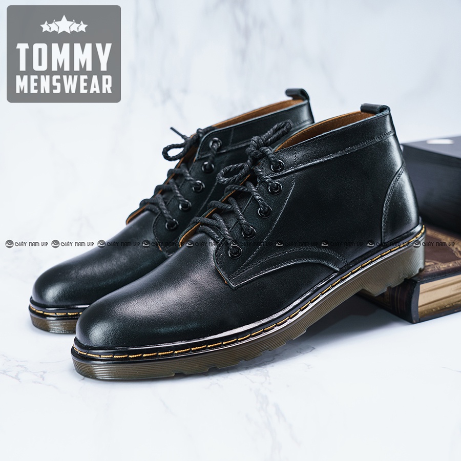 Giày Nam Da Bò Thật Cổ Lửng Cao Cấp Phong Cách TOMMY Giày Đốc Nam Buộc Dây Hàn Quốc GVN04
