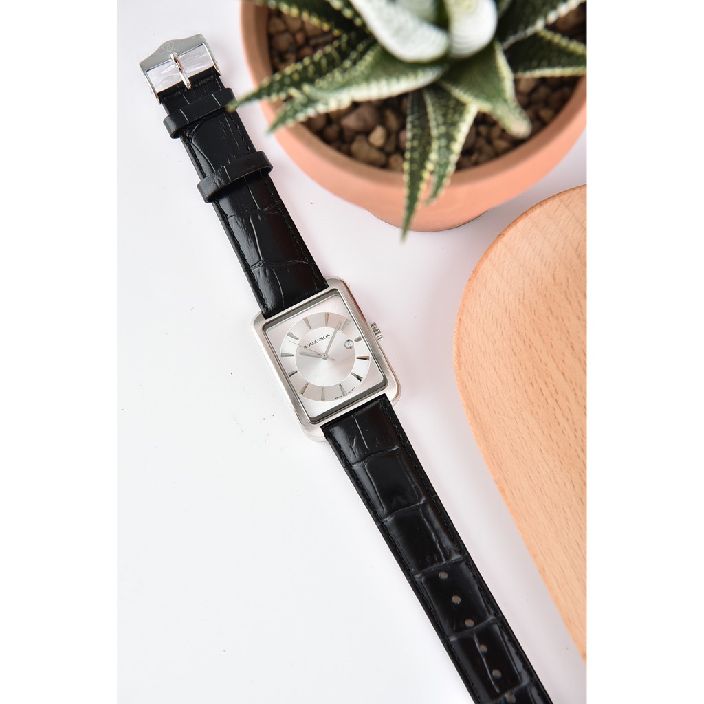 Đồng hồ Romanson Man Watch TL4228MWWH nam máy Thụy Sĩ mặt mỏng kính chống xước, lịch ngày, dây da cao cấp chính hãng