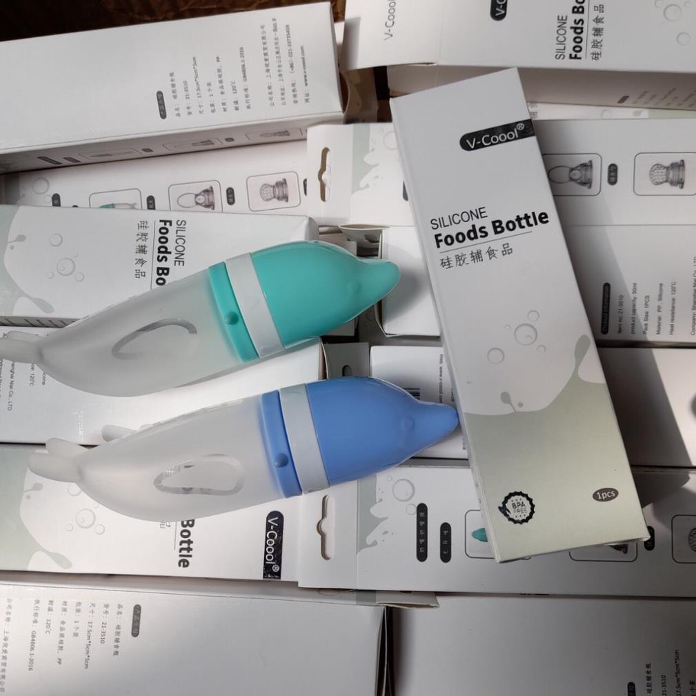 [HCM - SIÊU RẺ] Bình Thìa Kèm Túi Nhai Ăn Dặm VCOOL Tiện Dụng Cho Bé