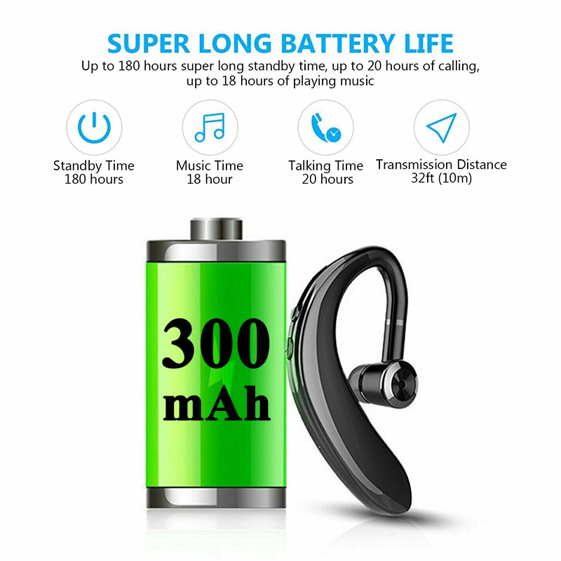 Tai nghe bluetooth 5.0 móc tai S109, Pin 300mAh, Nghe gọi to rõ