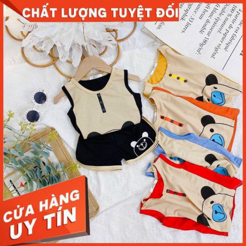 Bộ ba lỗ cotton [GIÁ XƯỞNG] in hình thú đáng yêu cho bé