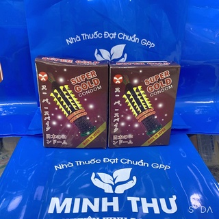 ✅ [CHÍNH HÃNG] Bao cao su gân gai Super Gold Condom (nâu) hộp 2 cái