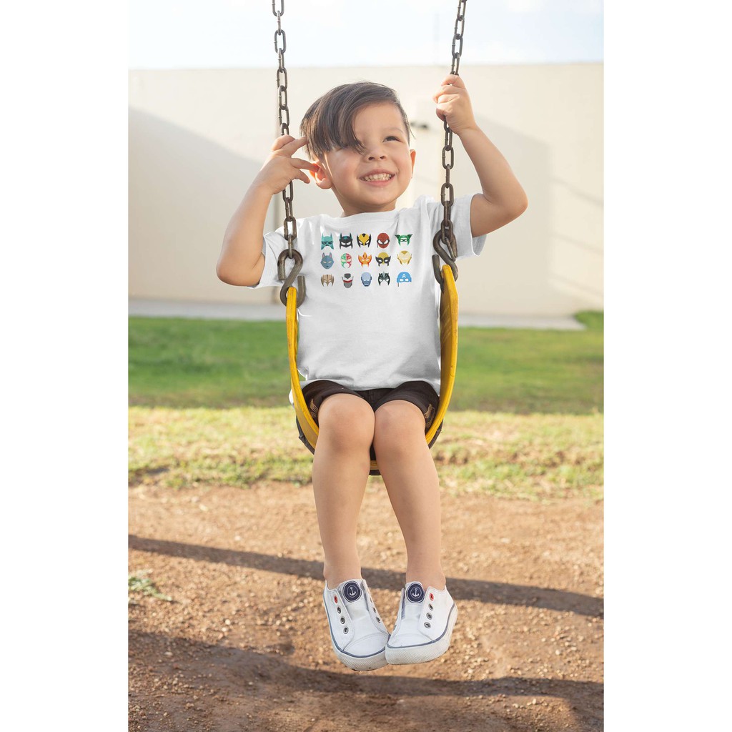 Áo Thun Bé Trai - Những mặt nạ của các siêu anh hùng Unisex Cao Cấp SKT20-02486