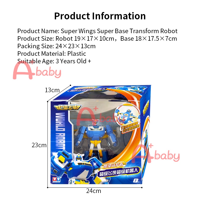 19cm Super Wings Headquarters Base Mô Hình Robot Biến Hình Chân Thật