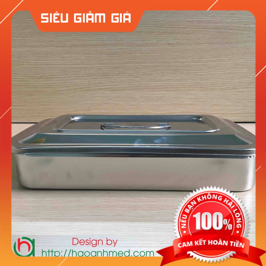 Hộp Hấp dụng cụ y tế Inox Chữ Nhật Không Lỗ, Có quai sách tiện lợi - Giá Ưu Đãi Rẻ Nhất