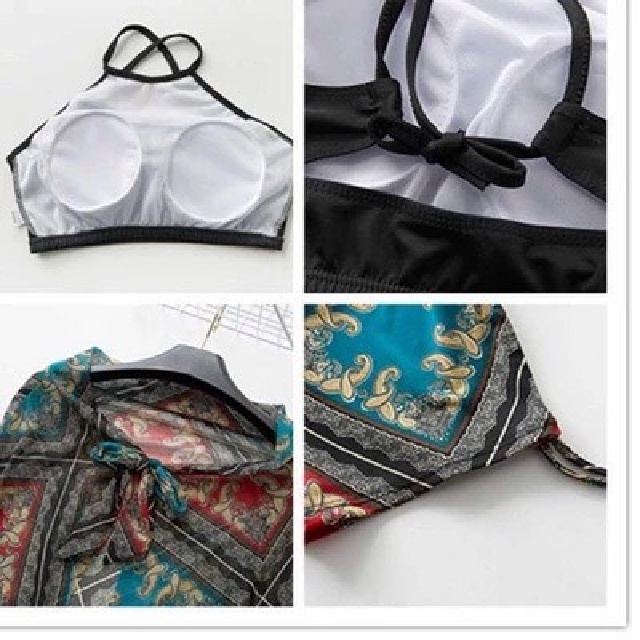 Bộ đồ bơi thổ cẩm 3 chi tiết - chất liệu thun,size cho các bạn từ 42-55kg,thích hợp đi biển, có miếng đệm ngực-BDB