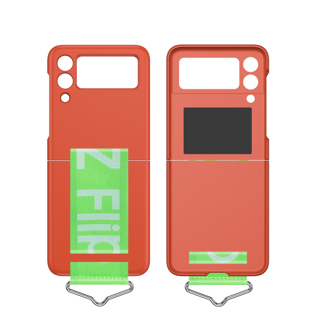 For Samsung Galaxy Z Flip 3 5G Slim Plastic PC Back Cover Strap Wrist Strap Case