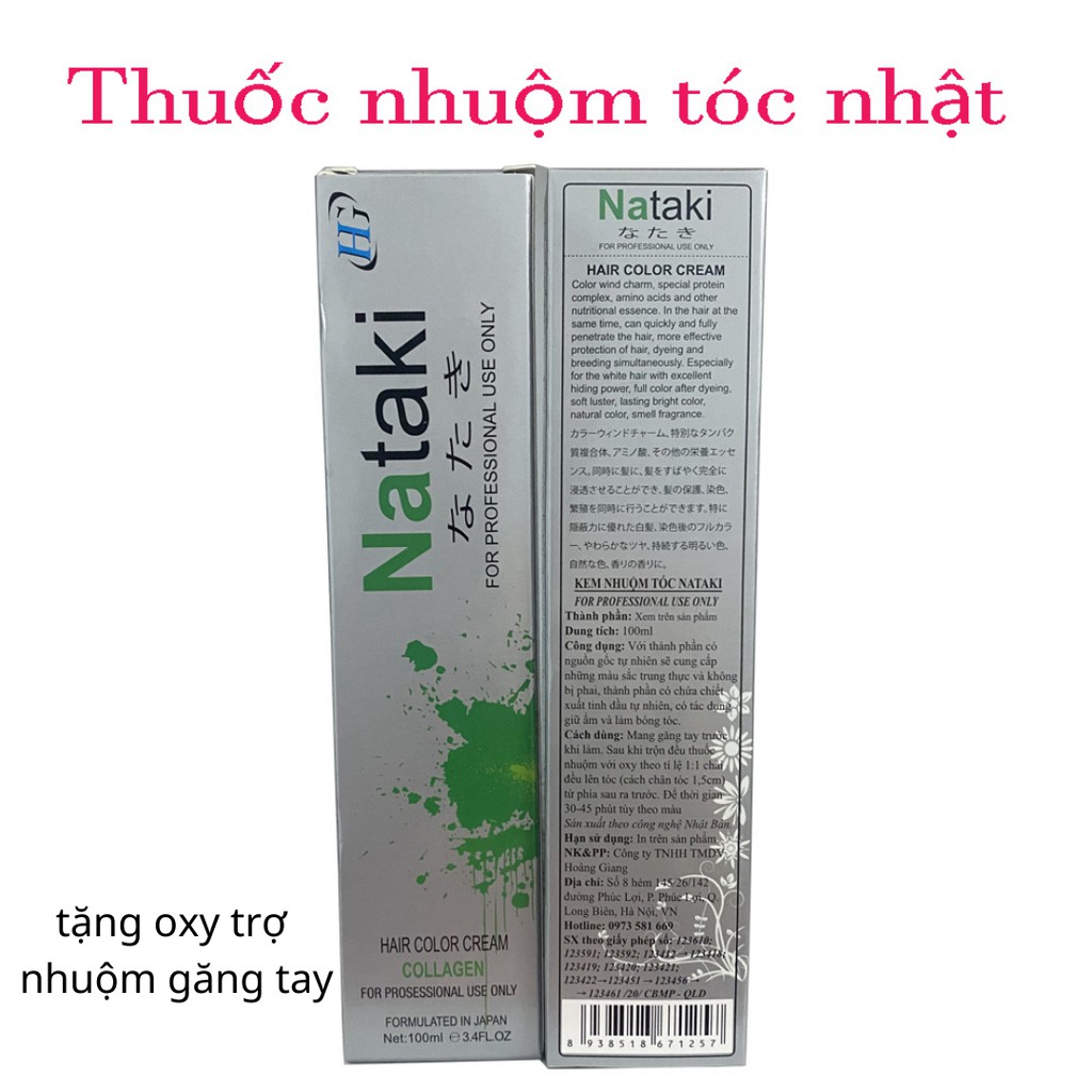 Thuốc nhuộm tóc màu xanh rêu khói sáng GST616 kem nhuộm tóc nam nữ tại nhà kèm oxy găng tay