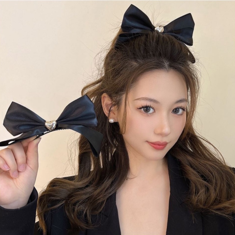 Kẹp Tóc Hình Nơ Màu Đen Dễ Phối Đồ Thời Trang Cho Nữ