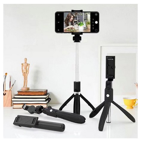 Gậy chụp hình kiêm Tripod 3 chân + Nút bluetooth K07 chính hãng