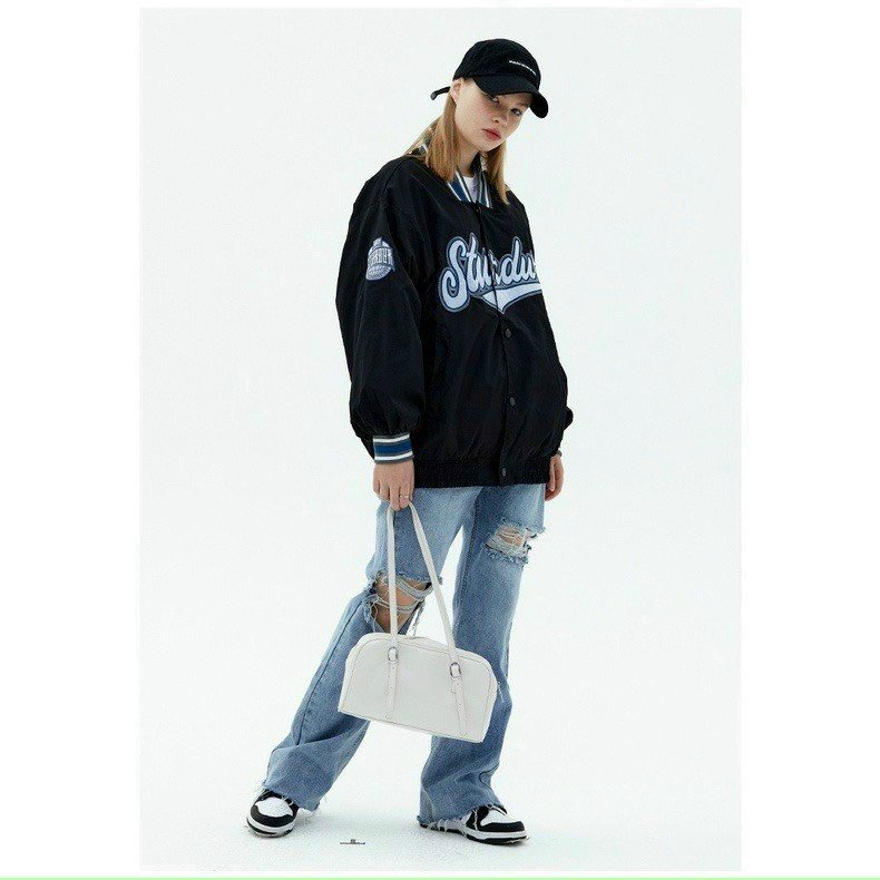 Áo Bomber𝗙𝗥𝗘𝗘𝗦𝗛𝗜𝗣Áo chống nắng STUDU XANH ĐEN nam nữ freesize unisex kute hàn quốc dễ thương varsity cao cấp giá rẻ.