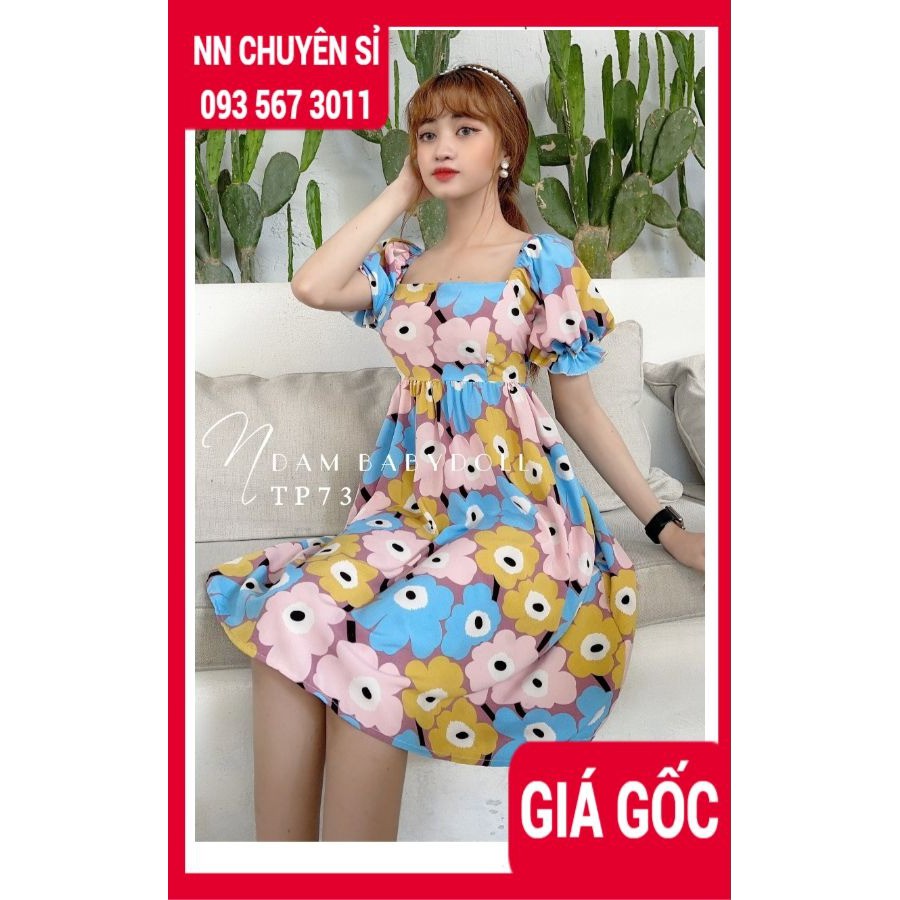 HÀNG ĐẸP ⚡ĐẦM BABYDOLL HOA TP73⚡ẢNH SHOP TỰ CHỤP⚡ ĐẦM HOA VẢI MỀM - ĐẦM BẦU