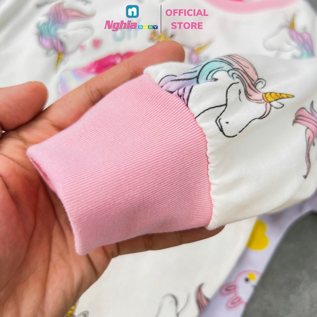 Đồ bộ dài bé gái - Bộ Quần áo dài tay bé gái - Đồ bộ dài tay cho bé gái chất bozip NGHĨA BABY dành cho bé từ 13kg-28kg