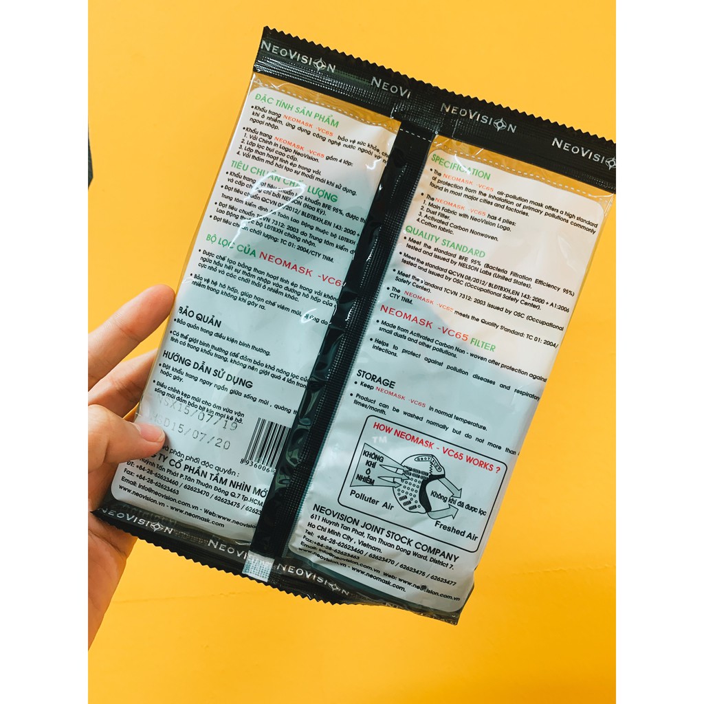 [VC65 QUÀNG TAI CHÍNH HÃNG NEOVISION] KHẨU TRANG CHỐNG BỤI MỊN KHÁNG KHUẨN VC65 | QUÀNG TAI CÓ SẮN LỌC | BigBuy360 - bigbuy360.vn