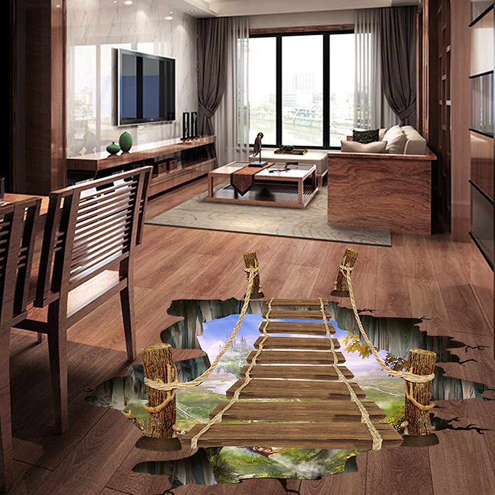 Bộ Tranh Decal 3D Trang Trí Dán Tường Hình Cầu Gỗ Treo